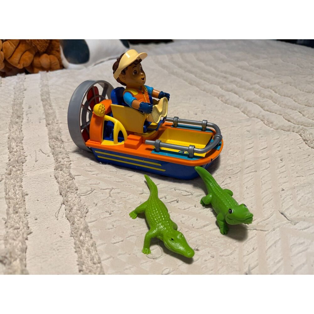 Vintage 2006 Fisher Price Go Diego Go Rescue Fan Boat Diego 2 Crocodiles